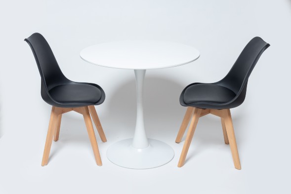 Стол Barneo T-3 Tulip style, MDF, H-75cm - круг диаметр 90см, RAL9003 белый, каркас RAL9003 белый