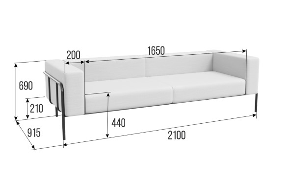 Flex Диван трехместный FLX-3 2100*915*690