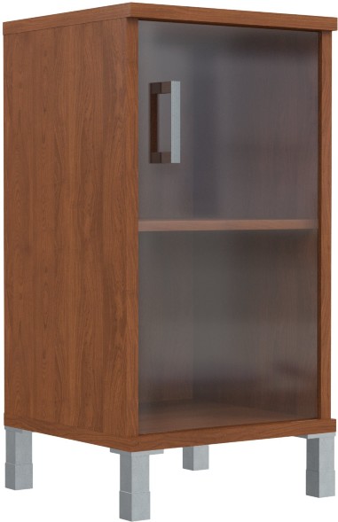 Шкаф-колонка низкая со стеклянной дверью B 411.5 Орех Гарда 475х450х920